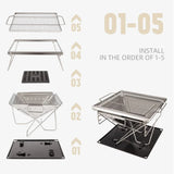 Folding Outdoor Fire Station & Camping Barbecue Grill 