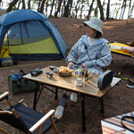 Wood Grain Telescopic Foldable Picnic Table